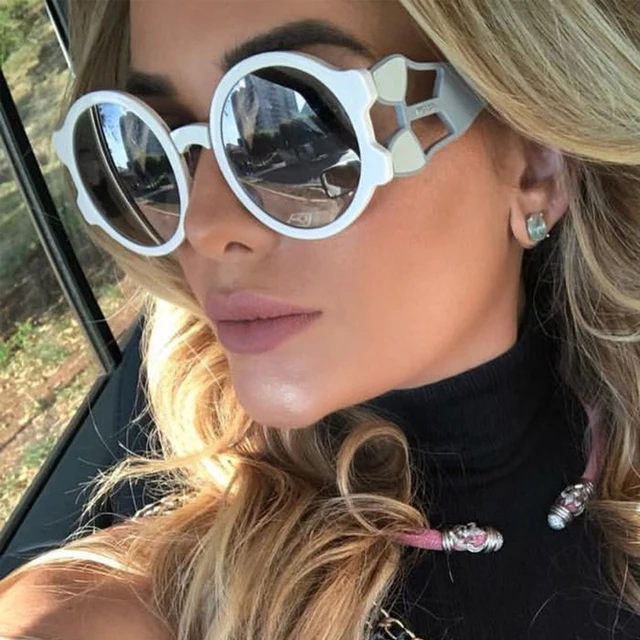 Qpeclou New Unique Round Sunglasses Women 2018 Brand Designer Sun 