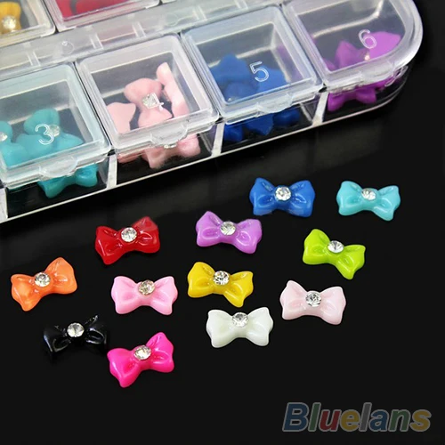 Blueness 50 шт/партия Стразы для дизайна ногтей 12 цветов бант 3d-украшения для ногтей DIY Милые Блестки инструменты для ногтей