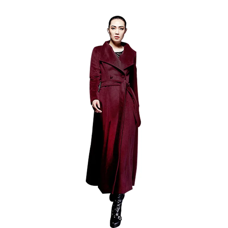 LZJN 2019 Autumn Winter Wool Blends Long Coat Black Women