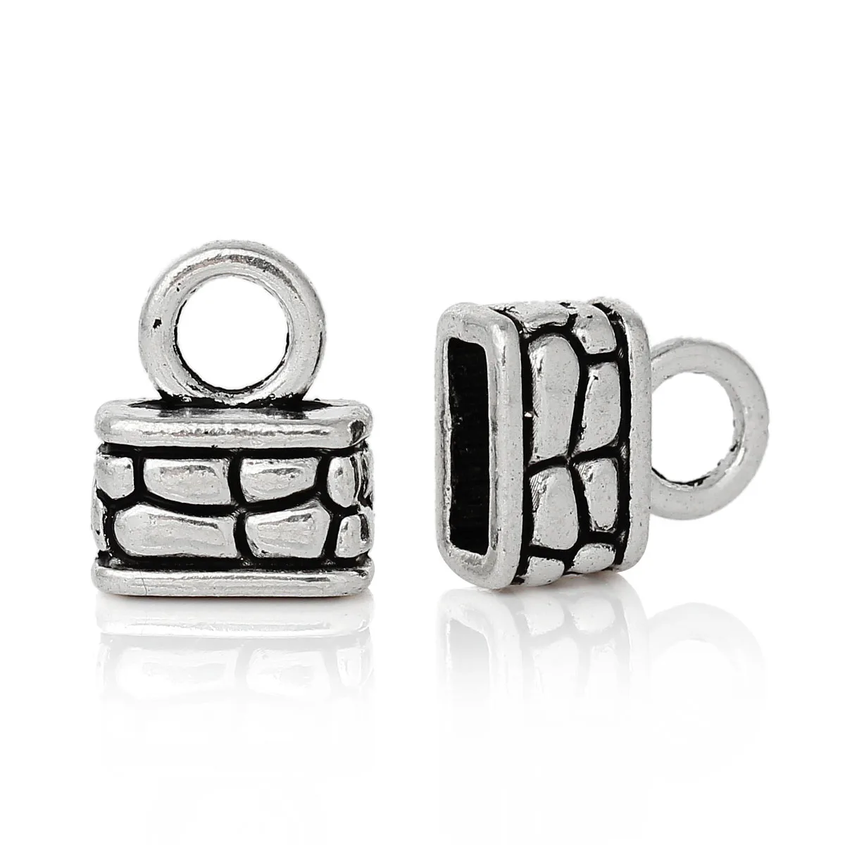 

DoreenBeads Zinc metal alloy Necklace Cord End Tips Rectangle Antique Silver 11.5mm( 4/8") x 9mm( 3/8"), 10 PCs new