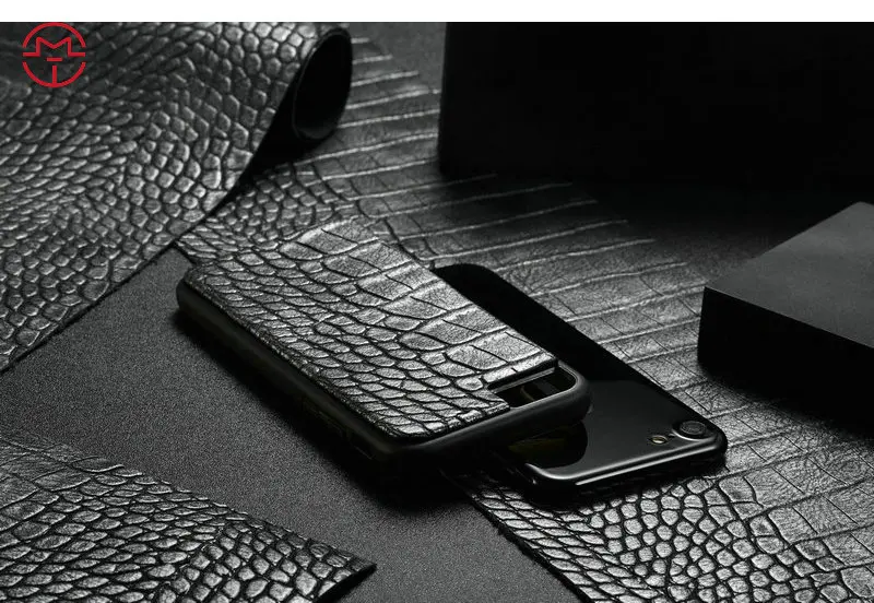 WHATIF для Apple iPhone 8 Plus мягкий TPU задняя крышка с жестким силиконовым ПК Рамка кожаный чехол с узором «крокодиловая кожа» горячий дизайн