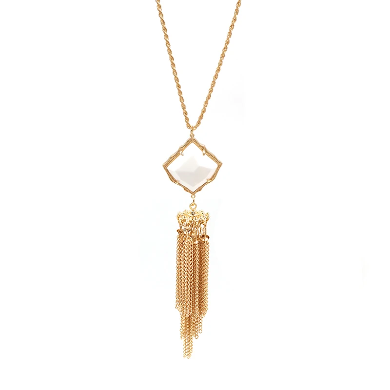 gold white necklace