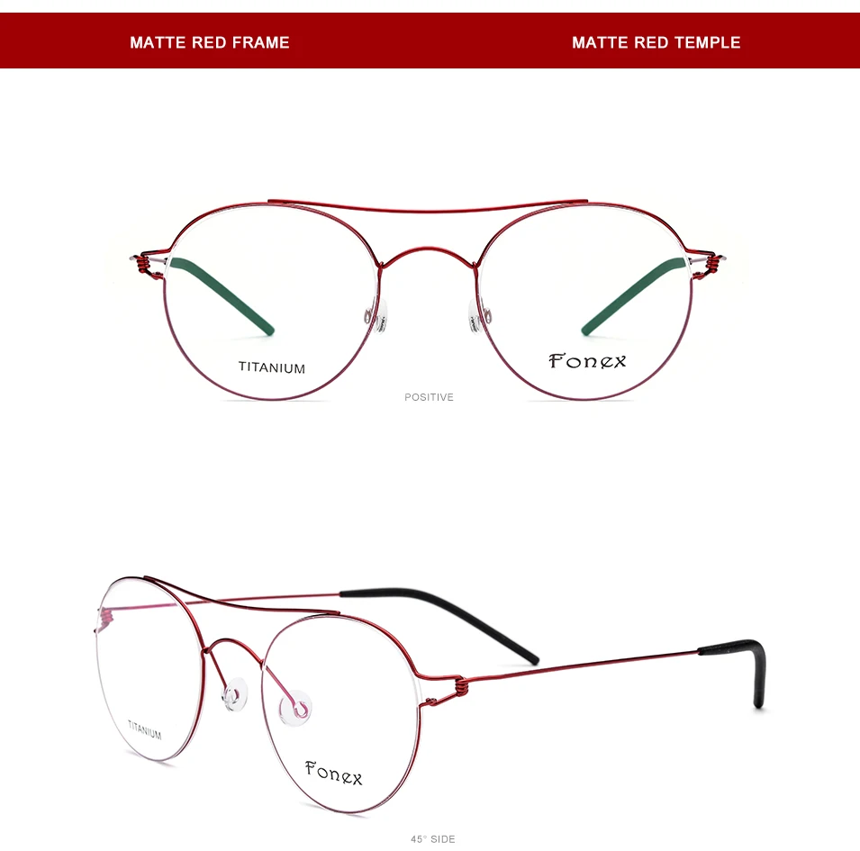 Оптические очки из титанового сплава, оправа для женщин, Ретро стиль, близорукость, очки по рецепту, мужские, красные, корейские, датские, Безвинтовые очки