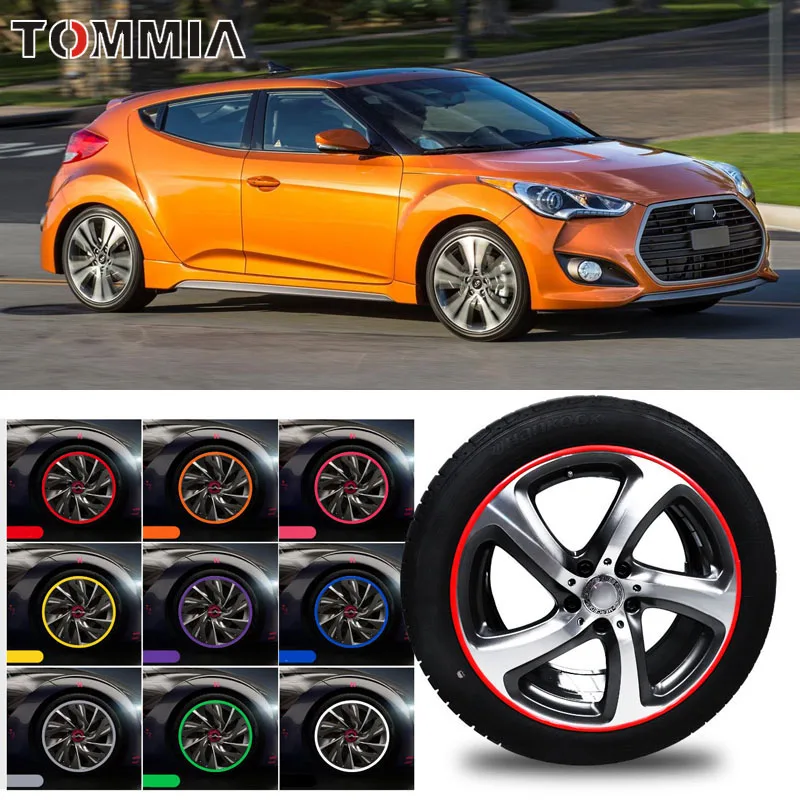 8M автомобильный обод для ступицы колеса край защитное кольцо шин для защиты от царапин резиновые накладки для Hyundai Veloster