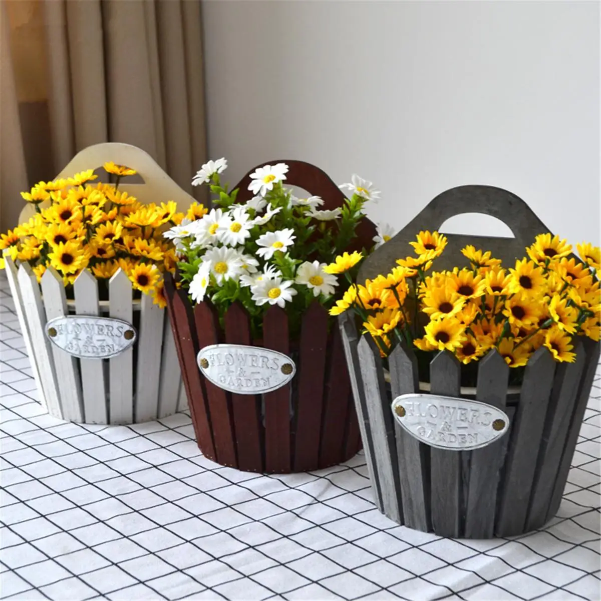 

New Wooden Wall Hanging Flower Pot Retro Pots Pail Flower Holder Balcony Garden Planter Home Decor Plant Pots Flower Holder
