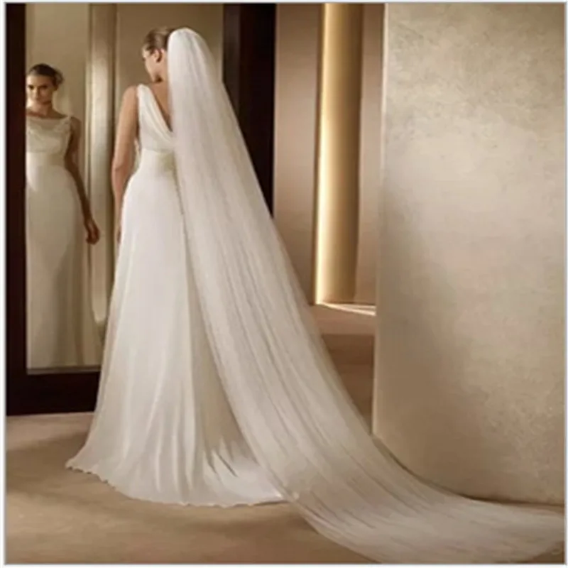 

Wedding Accessories White 3 Meters Width 1.5m Wedding Veil Ivory Bridal Veil Velos de novia 2019 Headwear Cheap