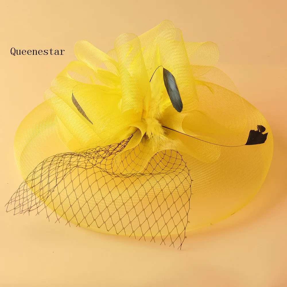 9 Цвета перо Fascinators головной убор зажим для волос синий зеленый Европейская Женская марли Цветочные Шпильки коктейльное Дерби вечерние