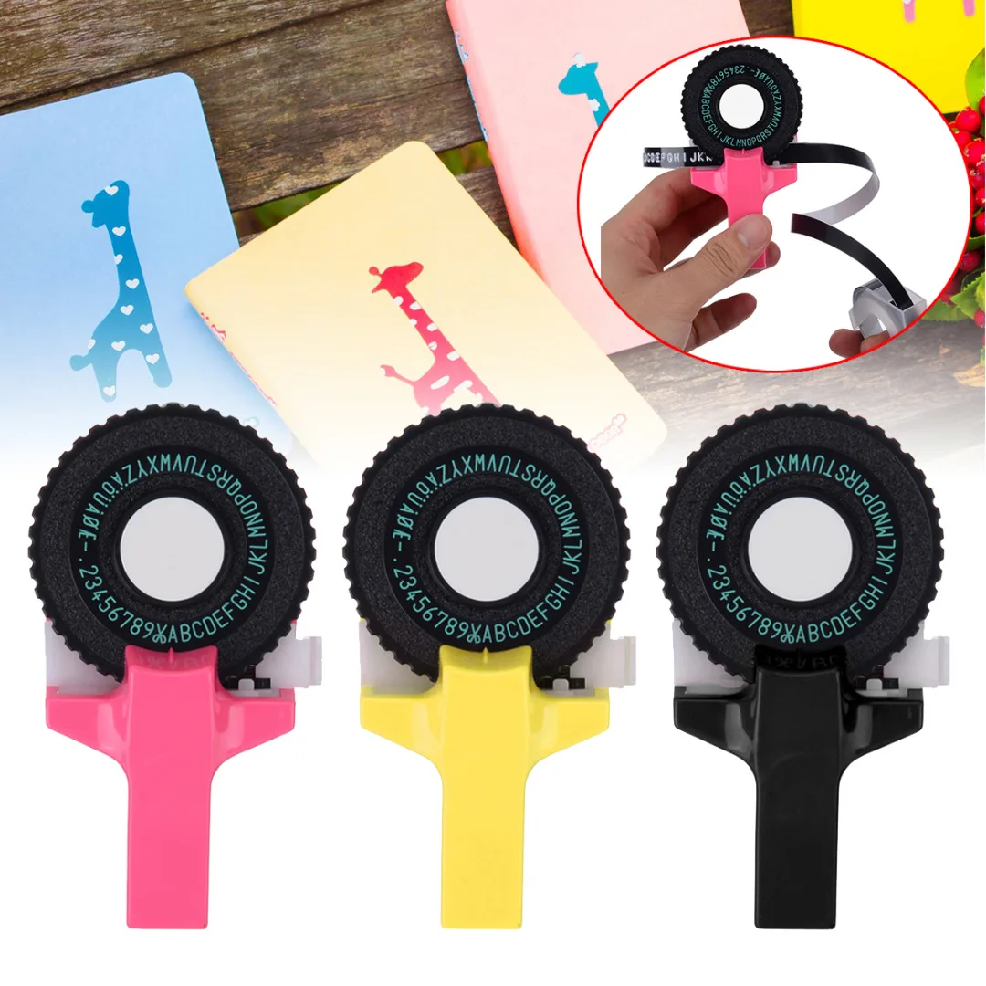 

Yellow / Pink / Black Label Maker Plastic Manual Embossing Label Maker Letters Numbers Printer Tape-cutting with Tape
