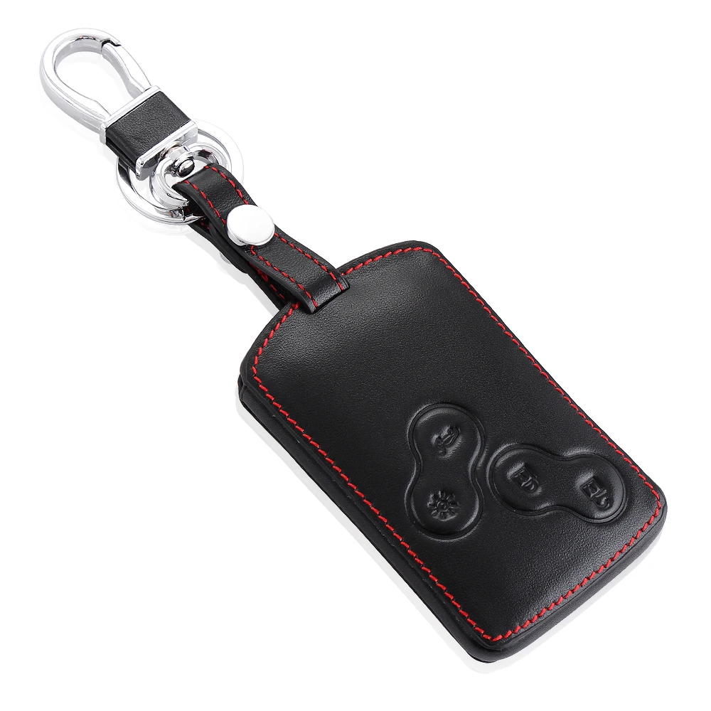 Genuine Leather Car key cover case protector Sticker for Renault Clio Logan Megane 2 3 Koleos