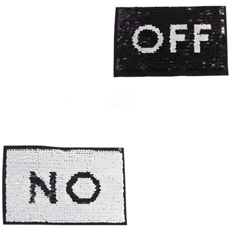 Clothing women Diy Sequin OFF Letter patches Reversible change color Up and Down Flip Patch for clothes Stickers stranger things | Дом и сад