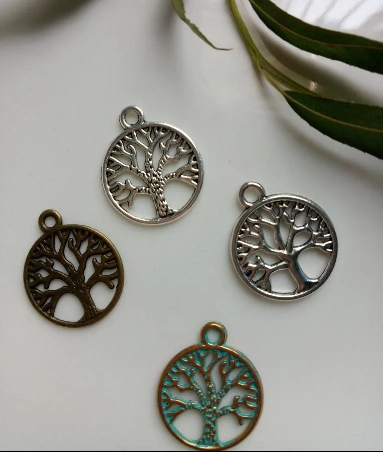 

10pcsDIY fashion Vintage charm bracelet gifts round life Tree float charms Bracelets necklace KeyChains diy jewelryy Accessories
