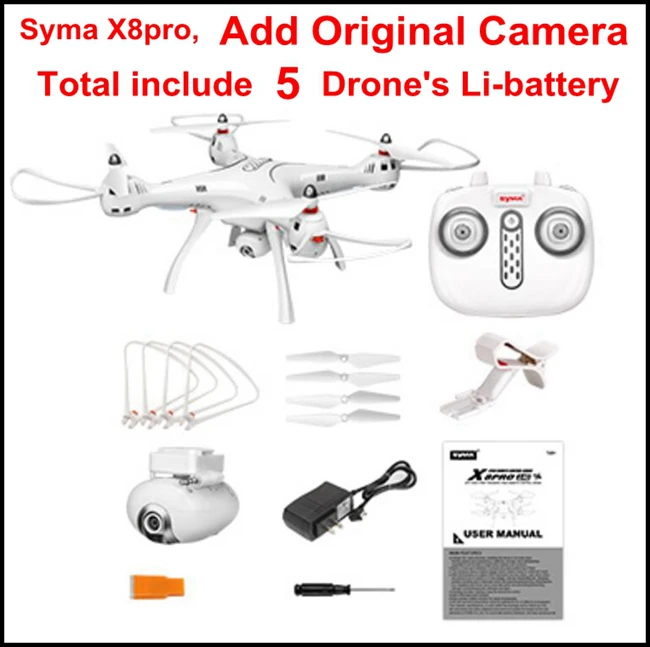 SYMA X8PRO, gps, Радиоуправляемый Дрон с камерой, Wifi, 720 P, HD, FPV, удерживающий высоту, селфи Дрон, X8 Pro, Радиоуправляемый квадрокоптер, самолет, Дрон Vs X8HG B2W - Color: SYMA X8Pro Camera 5b