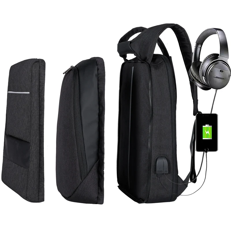 

XQXA Men's Backpack Black Fashion Changeable Multifunction USB Charging Men 17 inch Laptop Backpacks Travel Business Bag For Men