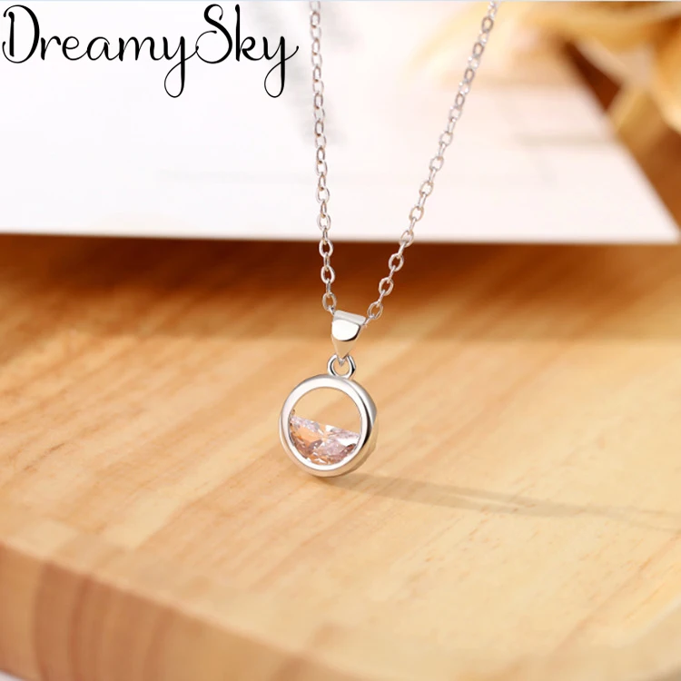 Женское колье чокер DreamySky длинное ожерелье из чистого серебра с кубическим