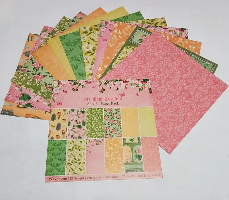6 дюймов односторонняя в саду с рисунком цветов и бабочек узорами 24 листов, бумага для скрапбукинга пакет фон коврик комплект