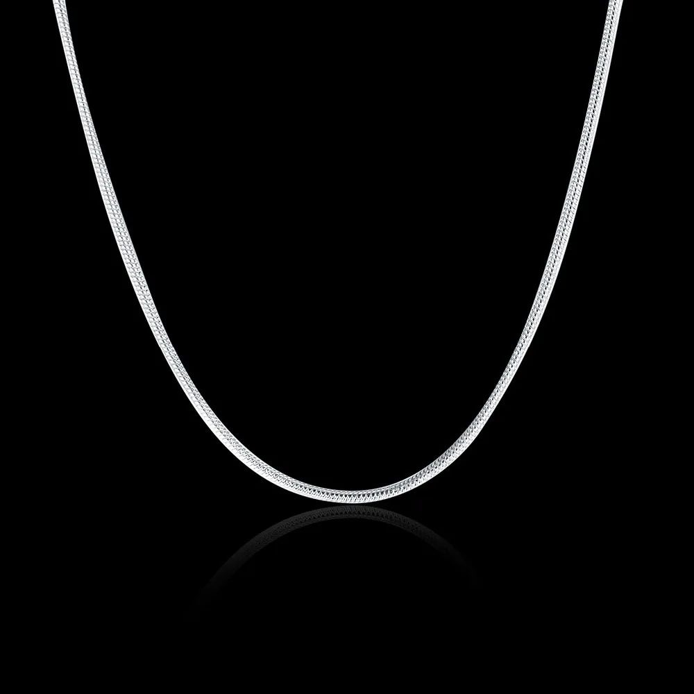 

2016 Silver Necklace1mm 16 18 20 22 24 Inches Lobster Clasp Silver Snake Chain Necklace for Women Men Statement Necklace