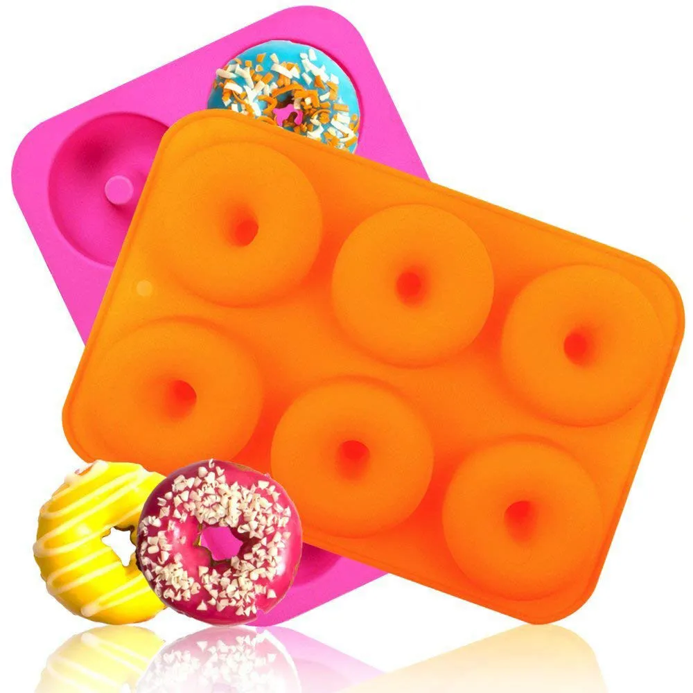 

2PC Silicone Donut Baking Pan Heat Resistant Non-Stick Mold Dishwasher Decoration Kitchen Baking Tool hot sale