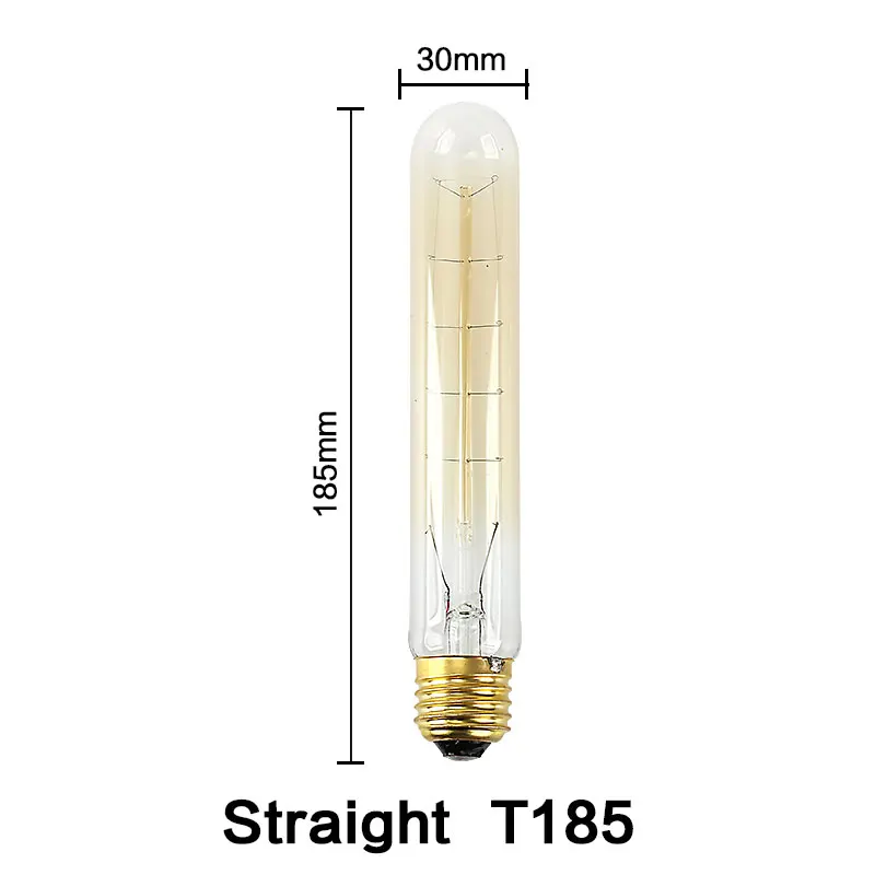 [YSI] 4 шт. Ретро лампа Эдисона E27 40 Вт 60 Вт Винтаж нити светильник накаливания 220V для декора стен античный подвесной светильник - Цвет: T185 Straight