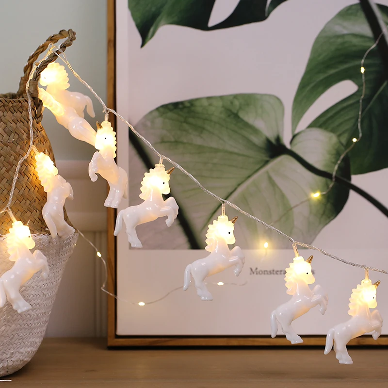 50Led Фея Белый Розовый Единорог батарея штепсельная гирлянда 5 м LED украшение для