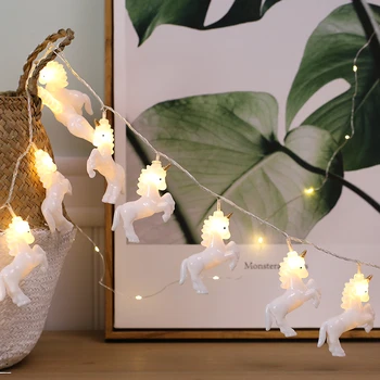 

50Led Fairy White Pink Unicorn Battery Plug String Lights 5M LED Decoration For Christmas Garland New Year gerlyanda 2019