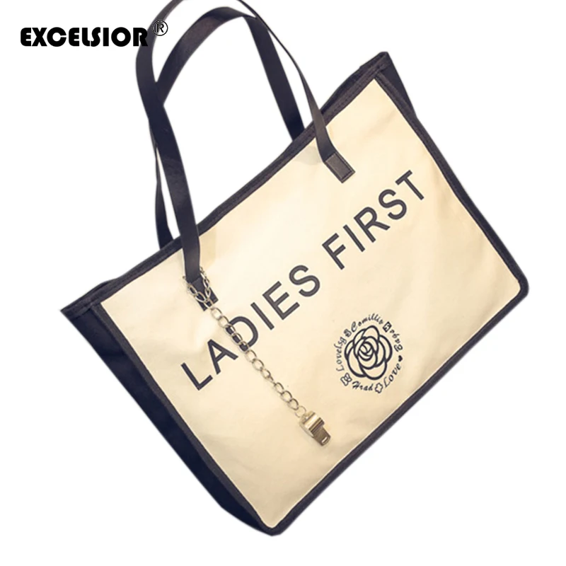 

EXCELSIOR 2016 Famous Brand Design Casual Canvas Shopping Tote Handbag Women Large Capacity Tote One Shoulder Bags Floral