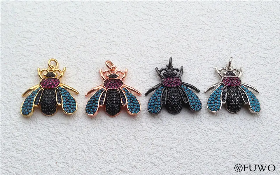 Micro Pave Crystal Zirconia Fly shape Bug Pendant 6