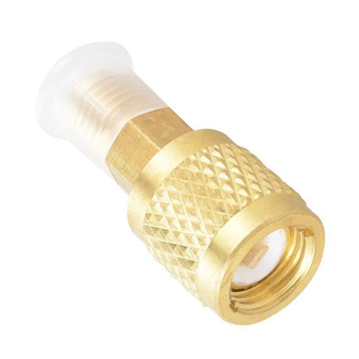 1/4" R410A Brass Refrigerant Safety Adapter Male to 5/16" Female SAE