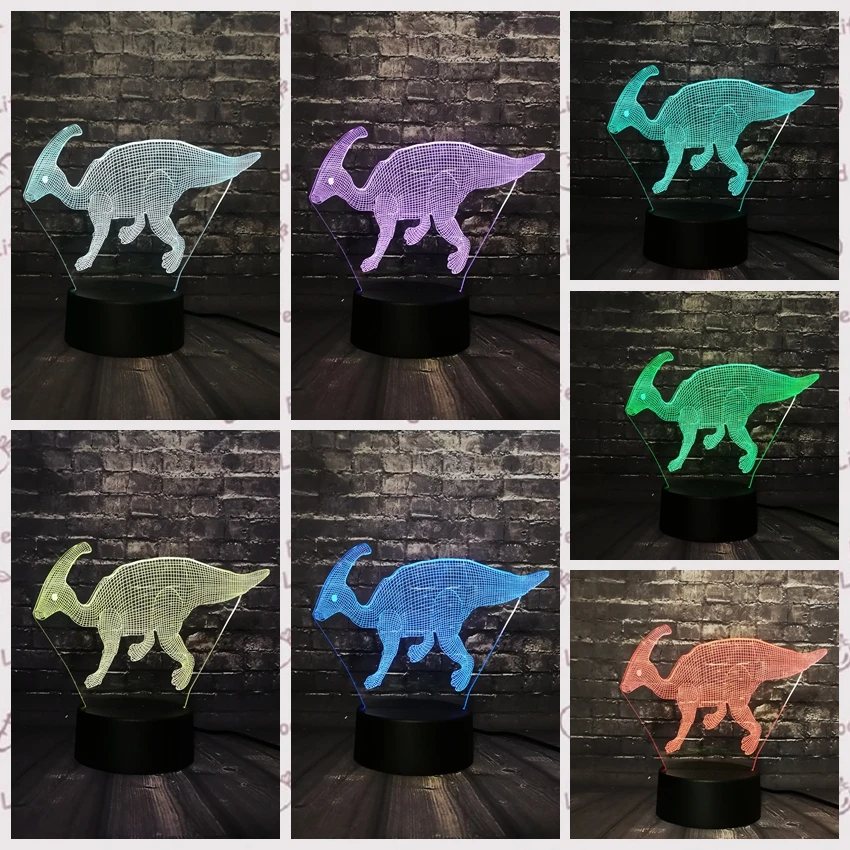Парк Юрского периода СВЕТОДИОДНЫЙ Ночник светильник 3D Динозавр RGB 7 цветов
