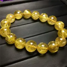 Бисер из натурального кристалла браслет золотой Титан рутилированный AAA 14-13 мм