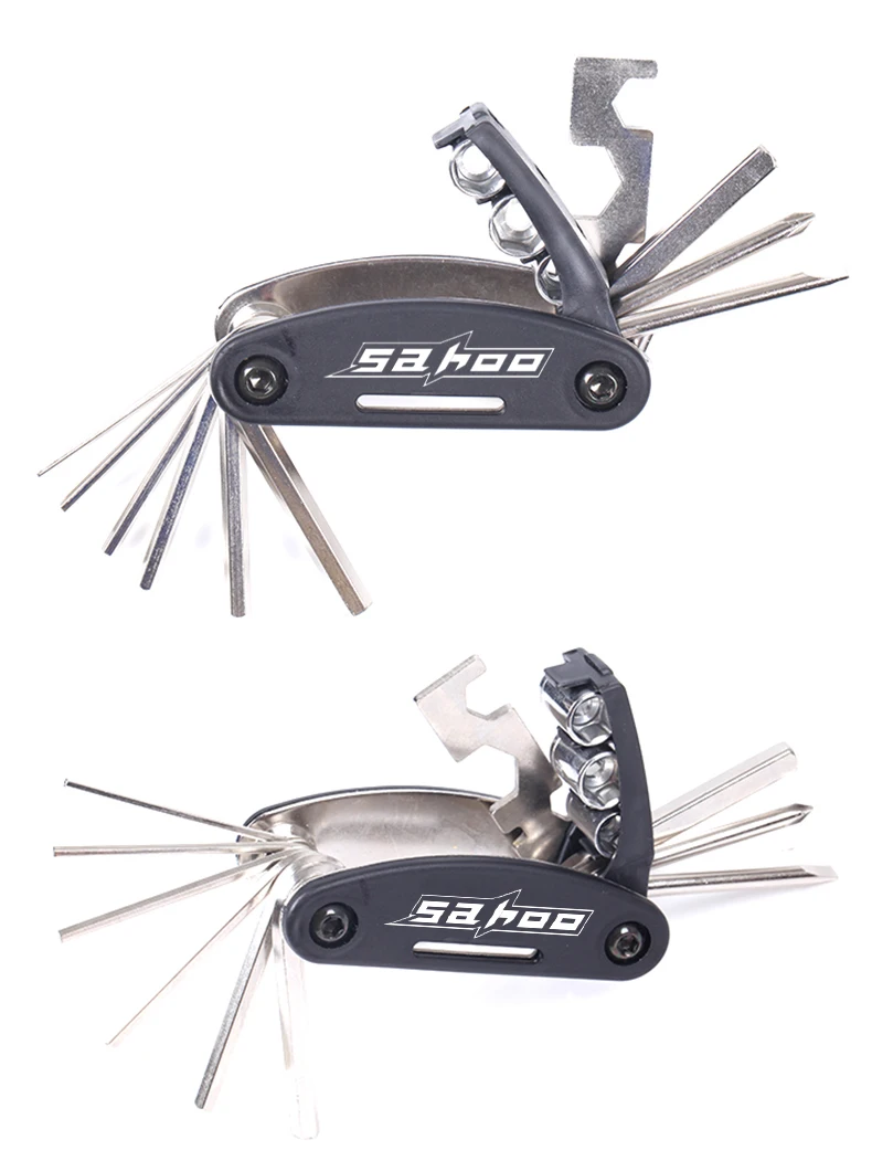 SAHOO Bicycle Repair Tool Bike Pocket Multi Function Folding Tool 16 in