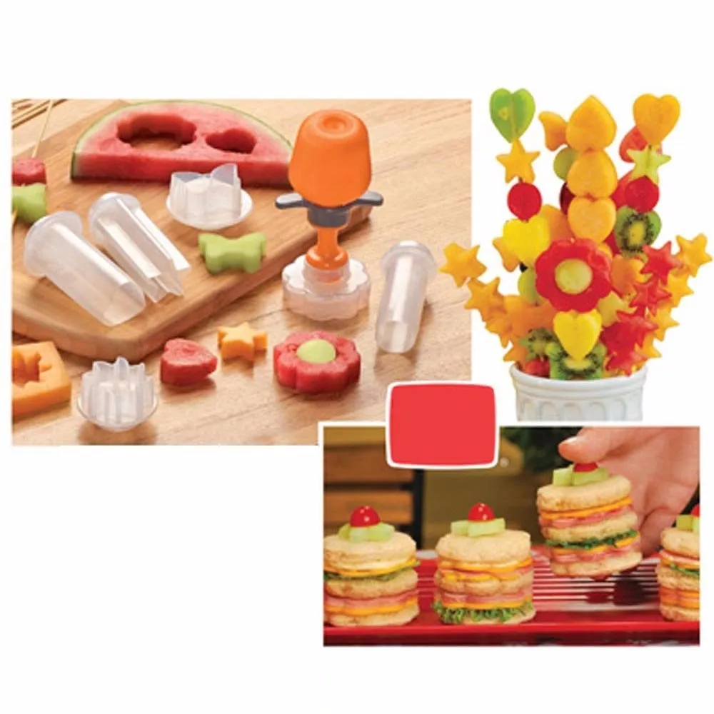 Creative Kitchen Pop Tools Plastic Vegetable Fruit Shape Cutter Slicer Veggie Food Chef Snack Maker Cake Decorator Festival Game | Дом и сад