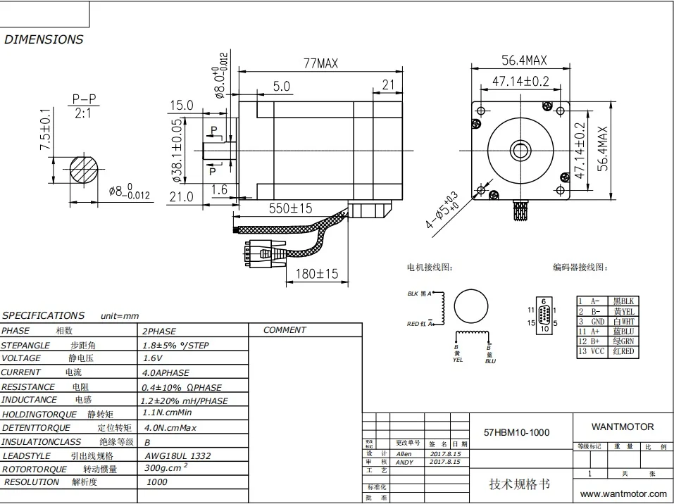 ЕС,! Wantai 4-вывод Nema23 замкнутый контур шаговый двигатель, 57HBM10-1000 4A 110N-cm(155oz-in)+ сервопривод фрезерный станок с ЧПУ