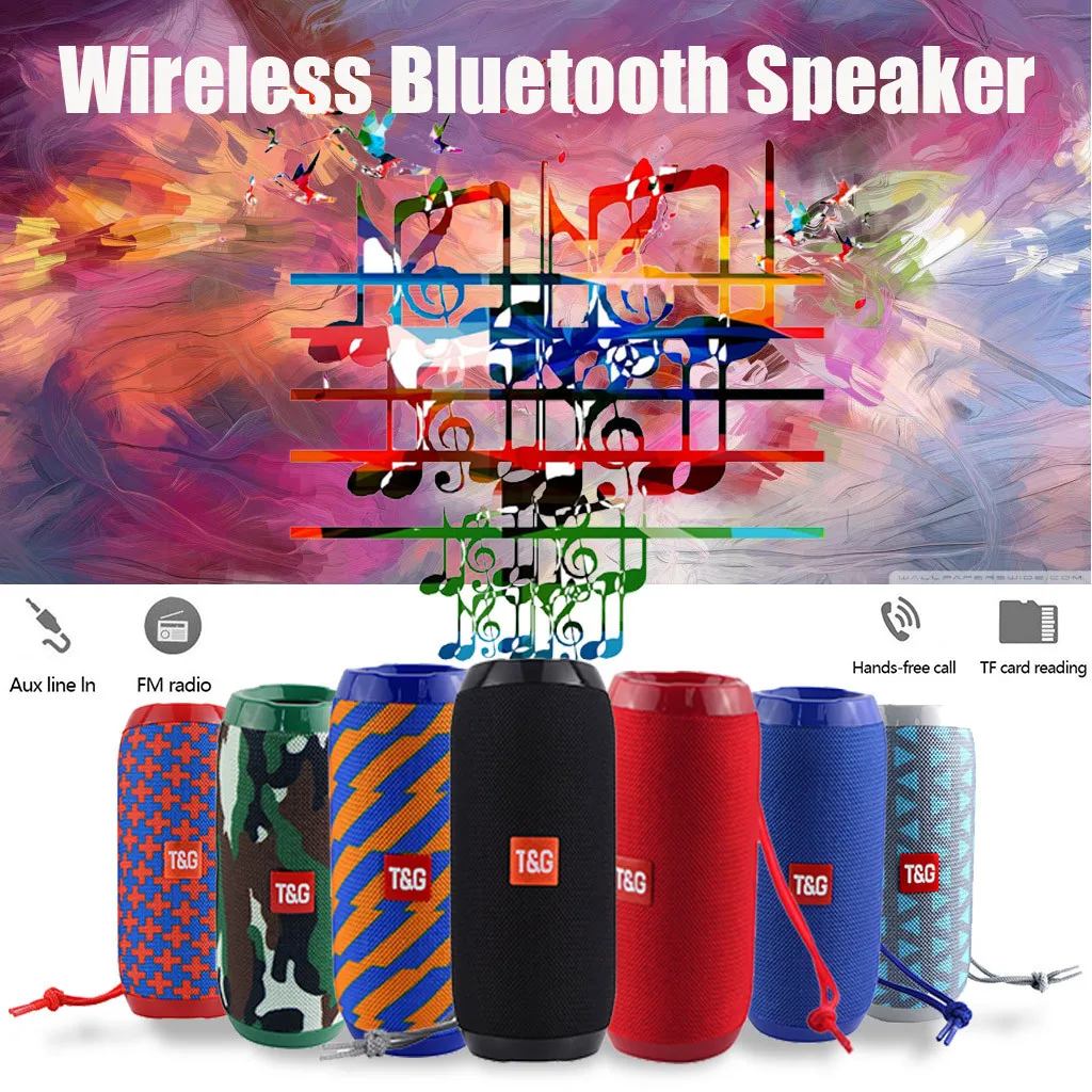 

HIFI Portable Bluetooth Speaker Wireless STEREO Column Cloth Subwoofer Speaker Support Card TF USB FM Radio AUX