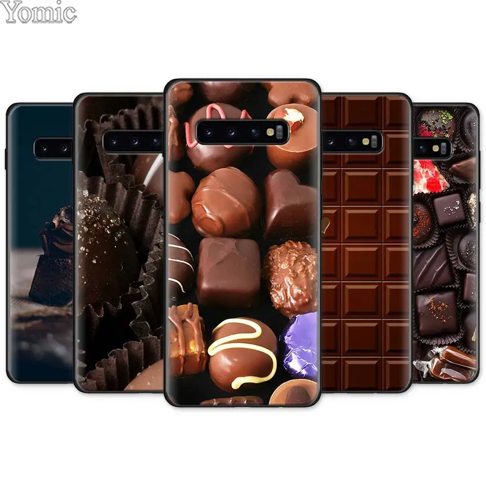 

chocolate Willy Wonka Bar Black Silicone Case for Samsung Galaxy S7 A40 A50 A70 S10e S10 S8 S9 Plus Note 8 9 Soft TPU Case Cover