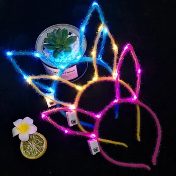 

2020 New Colours Random Delivery Women Girls LED Flashing Hair Hoop Glowing String Lights Party Hat Accessories Hot Sale