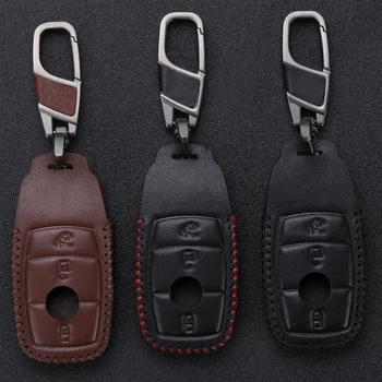 

Leather Car Key Cover Case For Mercedes Benz W211 E Class W203 W204 W205 CLA AMG E200 E260 E300 E320 Classe A w176 Accessories