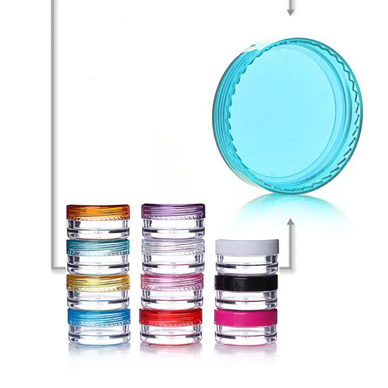 3g/5g 10pcs Cosmetic Sub Travel Plastic Refillable Bottles Round Plastic Empty Makeup Cream Container Pot Jar Color Random