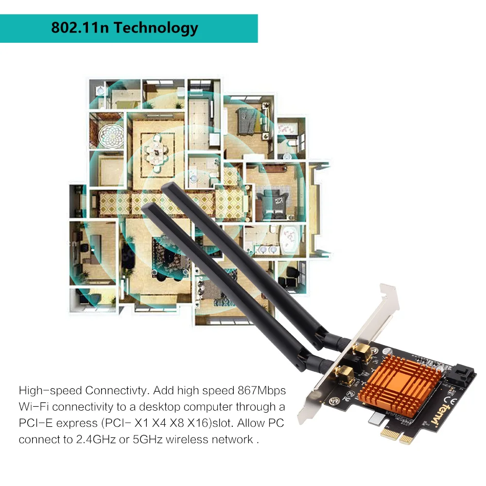 Двухдиапазонный 1200 Мбит/с беспроводной Intel 802.11ac Настольный PCI Express PCI-E 1X Wlan Wifi адаптер Wi-Fi+ Bluetooth 4,2 сеть 2,4G/5G