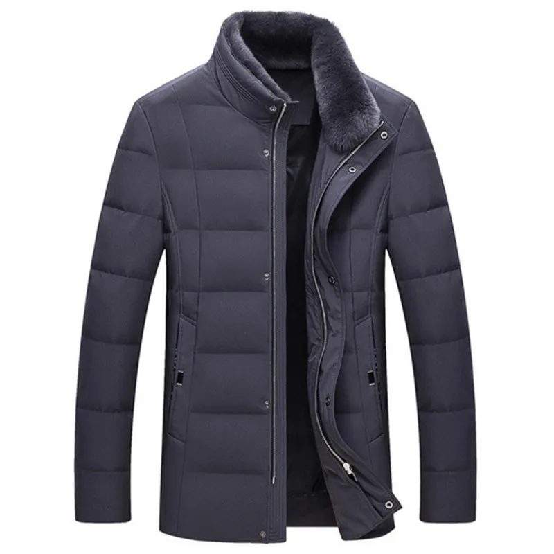 Mannelijke stand kraag 80 fluwelen donsjack Business casual bontkraag winddicht jas Winter warm afneembare bontkraag jas Mannelijke stand kraag 80 fluwelen donsjack Business casual bontkraag winddicht jas Winter warm afneembare bontkraag jas