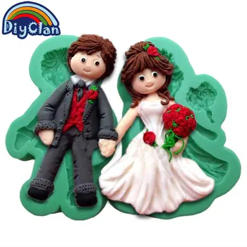 

Valentine's Day silicone mold Wedding bride and groom cake mold chocalate boy and girl mould for cupcake bakeware fairy gilr