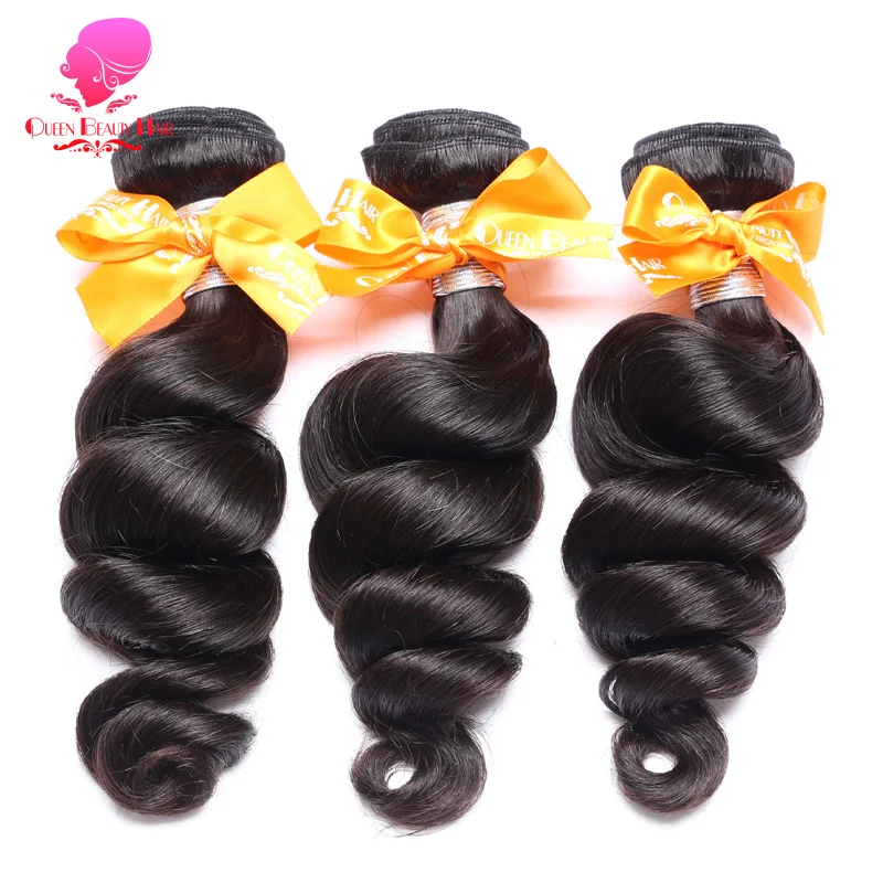 

QUEEN BEAUTY 1/3/4 PC Malaysian Loose Wave Bundles Remy Human Hair Weave Products 12 - 30 inch Natural Color Thick Hair Weft