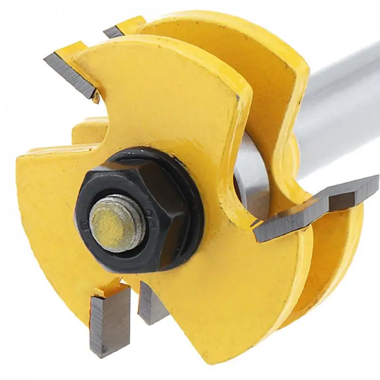 TORO 2pcs 3 Teeth Angle Milling Cutter 1 / 2 Handle T-Shaped Square, Tooth Floor Panel Cutter Woodworking Cutter