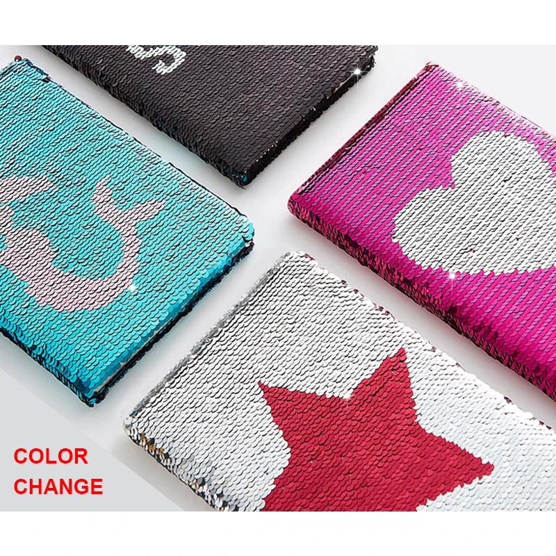 

Color Changing Note Book Double-sided Sequin Notebook A5 School Student Classroom Diary Notebook Stationery School Supplies