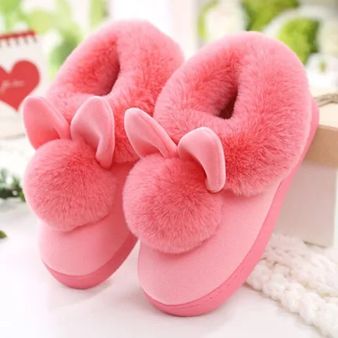 

Women lovely rabbit ears soft home boots cotton warm women winter boots 2019 new fashion winter ankle boots women