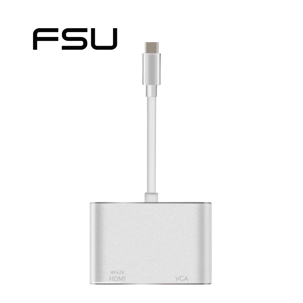 

Type C Converter USB 3.1 to USB-C HDMI VGA Port USB3.0 Adapter 2in1 Hub HDMI Adapter HUB for Macbook laptop pc television 4k