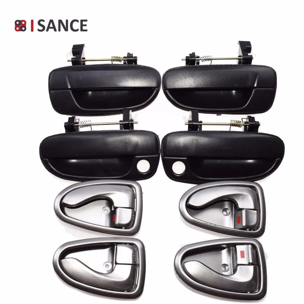 ISANCE Black Outside &amp; Silver Inside Door Handle Kit of 8