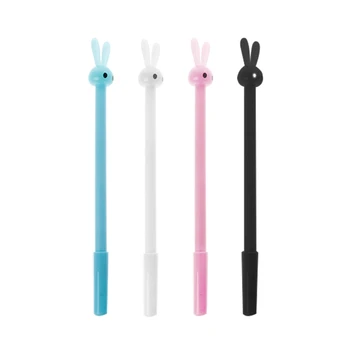 

New 4Pcs Cute Rabbit Gel Pen 0.5mm Kawaii Bunny Black Ink Maker Cartoon Stationery