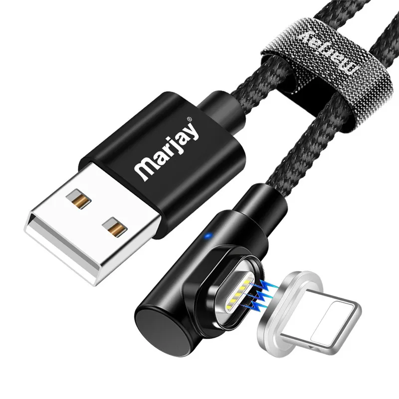 Магнитный usb-кабель Marjay для iPhone XS Max, XR, X, 8, 7, 6, 6s Plus, 5, 5S, SE, iPad Pro, Mini, быстрое зарядное устройство, шнур для передачи данных, usb-кабель - Цвет: Black IOS Cable