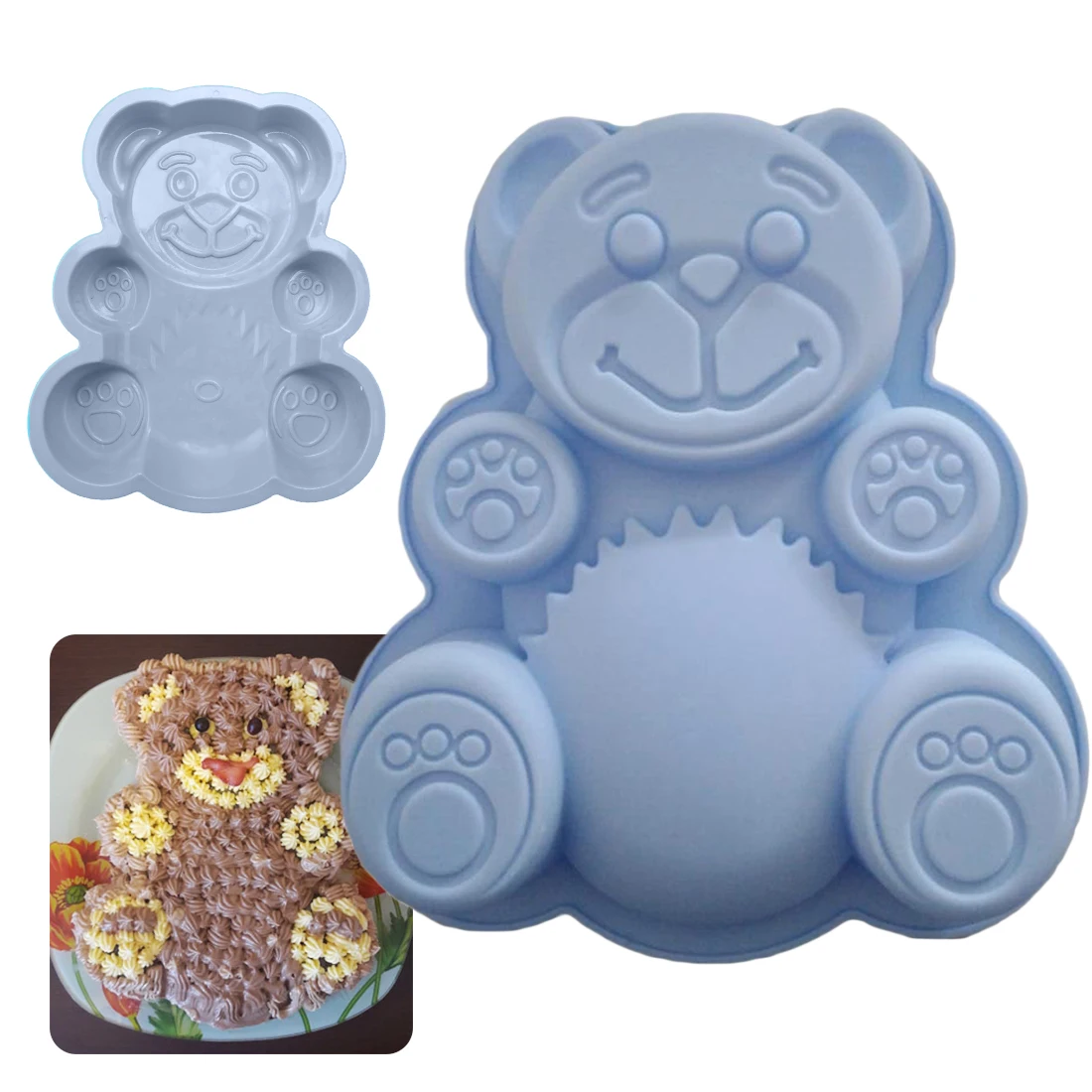 

3D Lovely Bear Form Cake Mold Silicone Mold Baking Tools Kitchen Fondant Cutters Pastry DIY Tools Baking Pan