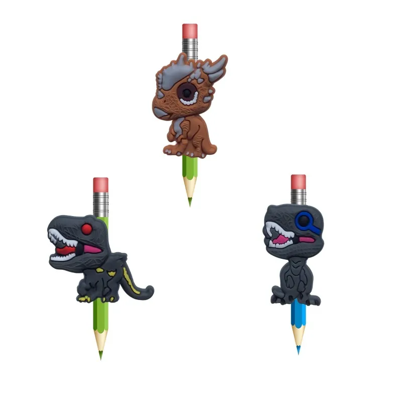 

8pcs/lot Cool Dinosaurs PVC Pencil Topper Pen Grips Accessory Pencil Caps Stationery Set School Office Supplies Kid DIY Gift